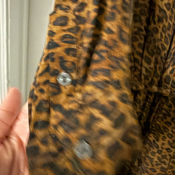 Brown Leopard Print Long Sleeve Shirt Midi Dress - Picture 6 of 6